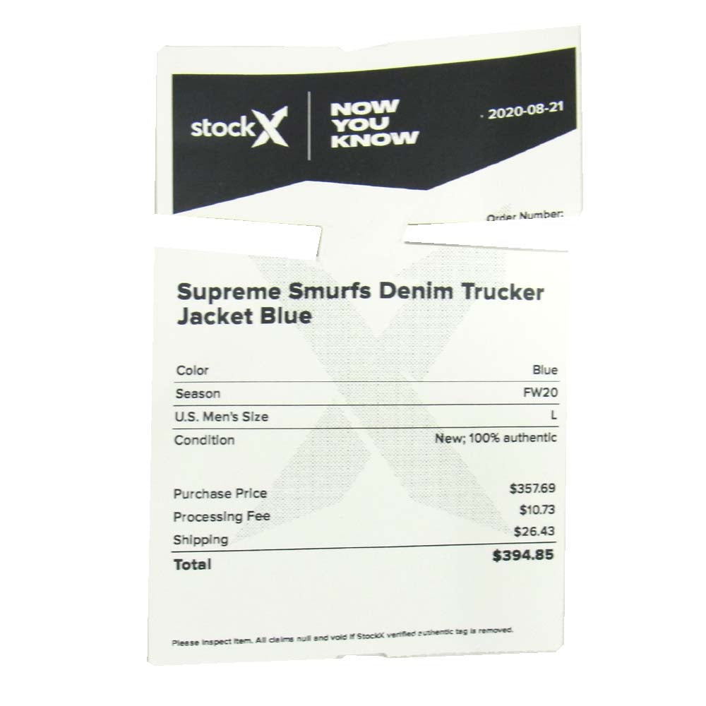 Supreme シュプリーム 20AW Smurfs Denim Trucker Jacket スマーフ デニム トラッカー ジャケット インディゴブルー系 L【新古品】【未使用】【中古】