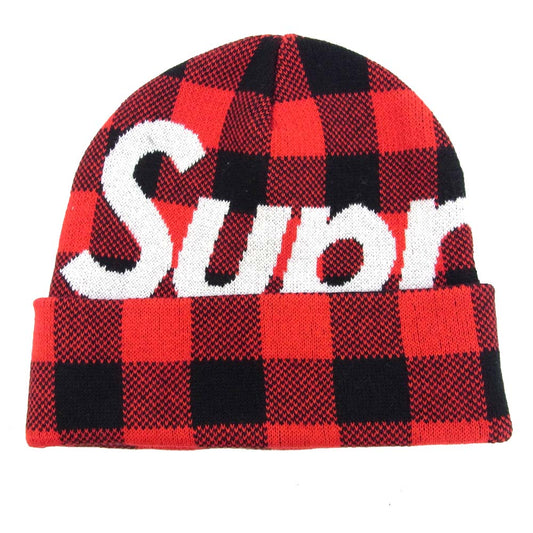 Supreme シュプリーム 20AW Big Logo Beanie Red Plaid ビッグロゴ ビーニー  レッド系 ブラック系【極上美品】【中古】
