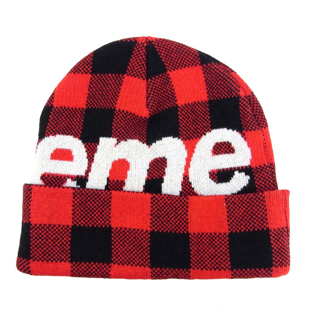 Supreme シュプリーム 20AW Big Logo Beanie Red Plaid ビッグロゴ ビーニー  レッド系 ブラック系【極上美品】【中古】