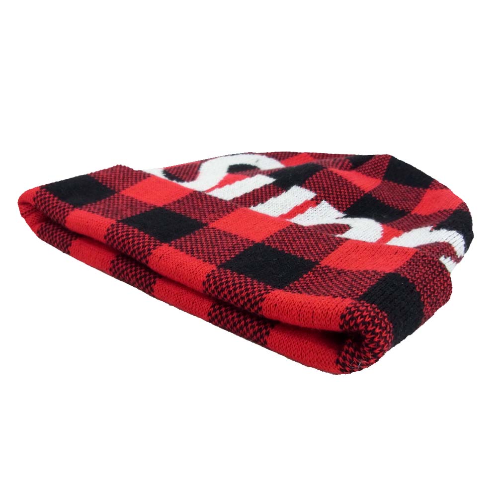 Supreme シュプリーム 20AW Big Logo Beanie Red Plaid ビッグロゴ ビーニー  レッド系 ブラック系【極上美品】【中古】