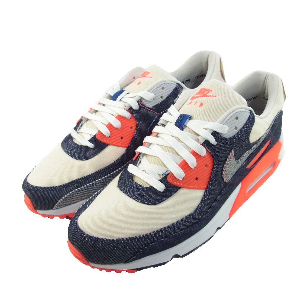 NIKE ナイキ CU1646-400 国内正規品 デンハム DENHAM AIR MAX 90 DENHAM エアマックス インフラレッド デニム スニーカー ネイビー系 レッド系 31cm【新古品】【未使用】【中古】