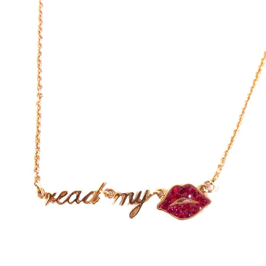 Kate Spade ケイトスペード read my lip リードマイリップ ネックレス  ゴールド系【中古】
