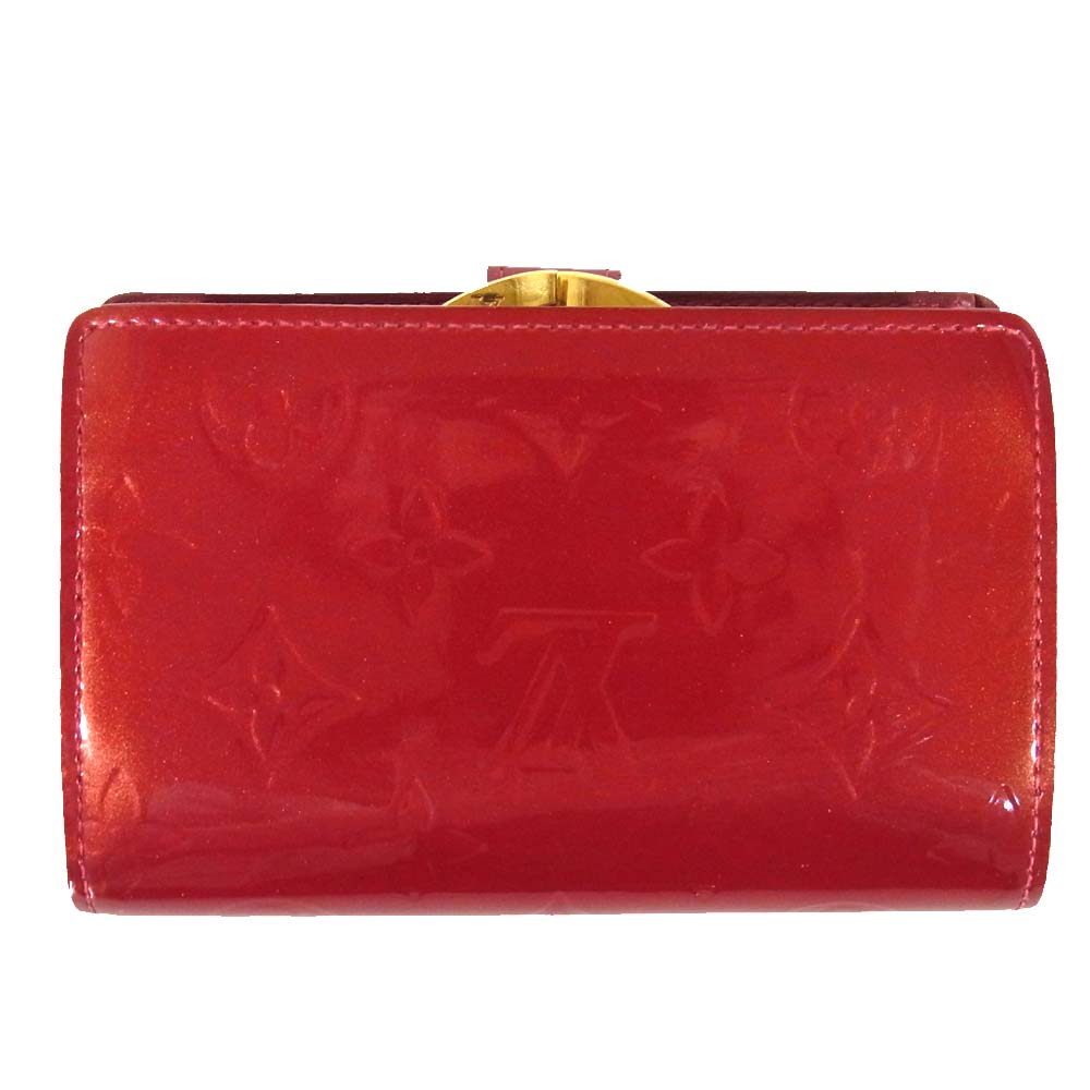LOUIS VUITTON ルイ・ヴィトン M91208 ポルトモネ ビエヴィエノワ モノグラム ヴェルニ 2つ折り 財布 レッド系【中古】