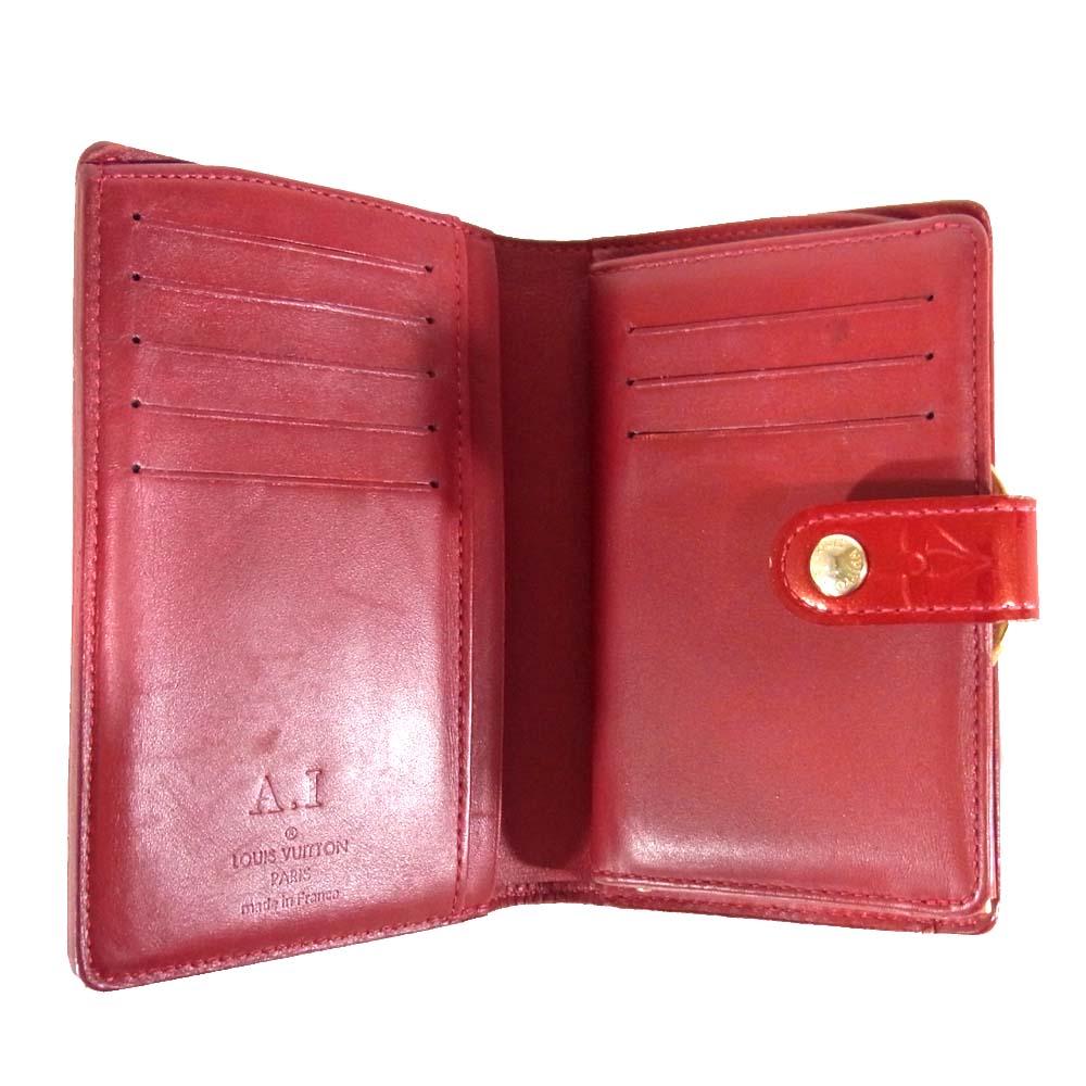LOUIS VUITTON ルイ・ヴィトン M91208 ポルトモネ ビエヴィエノワ モノグラム ヴェルニ 2つ折り 財布 レッド系【中古】