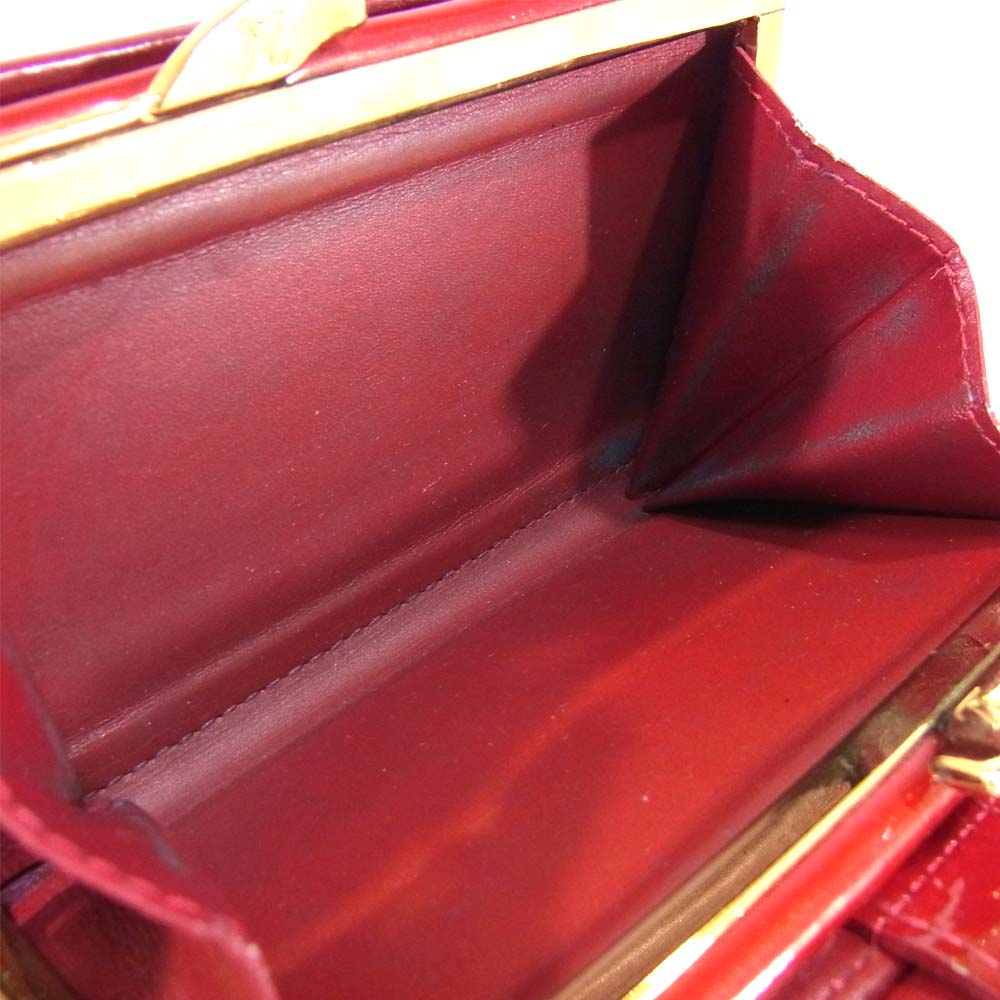 LOUIS VUITTON ルイ・ヴィトン M91208 ポルトモネ ビエヴィエノワ モノグラム ヴェルニ 2つ折り 財布 レッド系【中古】