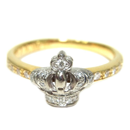 Justin Davis ジャスティンデイビス K18 プリンセス クラウン リング シルバー系 ゴールド系【中古】