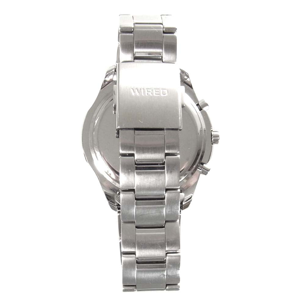 SEIKO セイコー V176-0AE0  WIRED ワイアード クロノグラフ ソーラー 腕時計 ウォッチ シルバー系【中古】