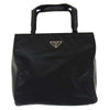 PRADA プラダ B9236 TOWN ロゴプレート ナイロン レザー ハンドバッグ ブラック系【中古】