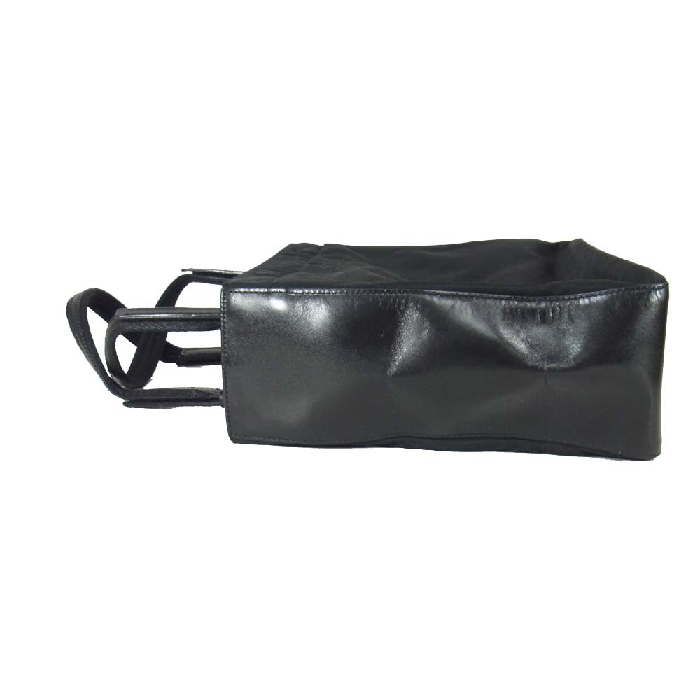 PRADA プラダ B9236 TOWN ロゴプレート ナイロン レザー ハンドバッグ ブラック系【中古】