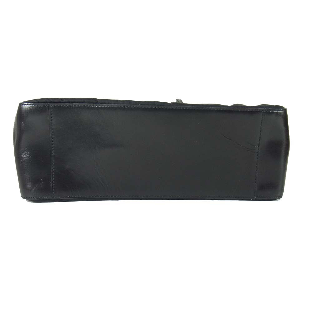 PRADA プラダ B9236 TOWN ロゴプレート ナイロン レザー ハンドバッグ ブラック系【中古】
