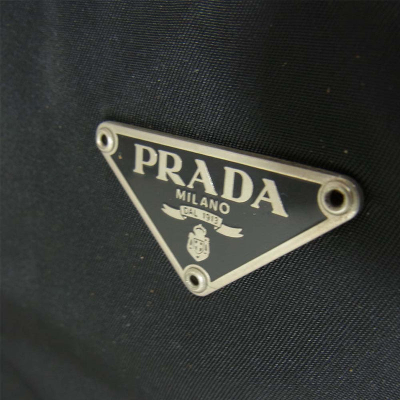 PRADA プラダ B9236 TOWN ロゴプレート ナイロン レザー ハンドバッグ ブラック系【中古】