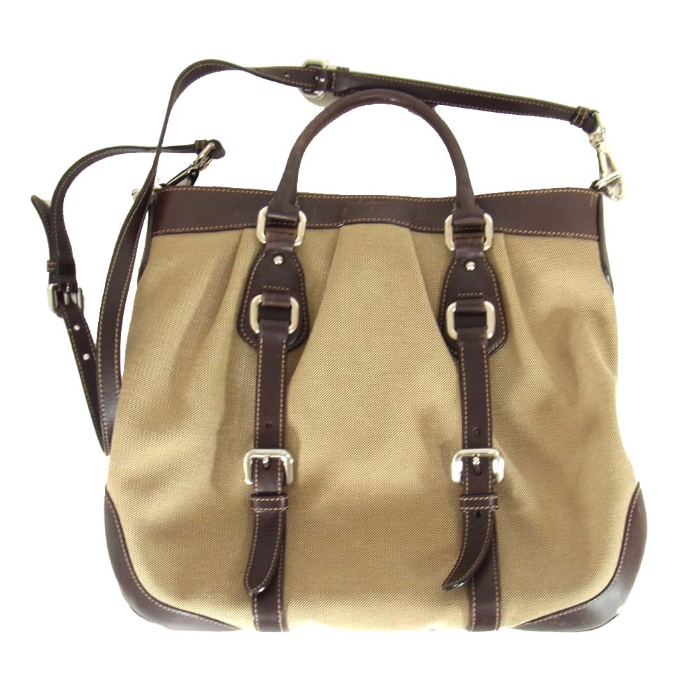 PRADA プラダ LOGO JACQUARD ロゴ ジャカード ショルダーバッグ ブラウン系【中古】