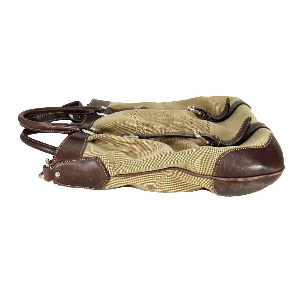 PRADA プラダ LOGO JACQUARD ロゴ ジャカード ショルダーバッグ ブラウン系【中古】
