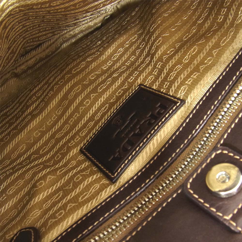 PRADA プラダ LOGO JACQUARD ロゴ ジャカード ショルダーバッグ ブラウン系【中古】