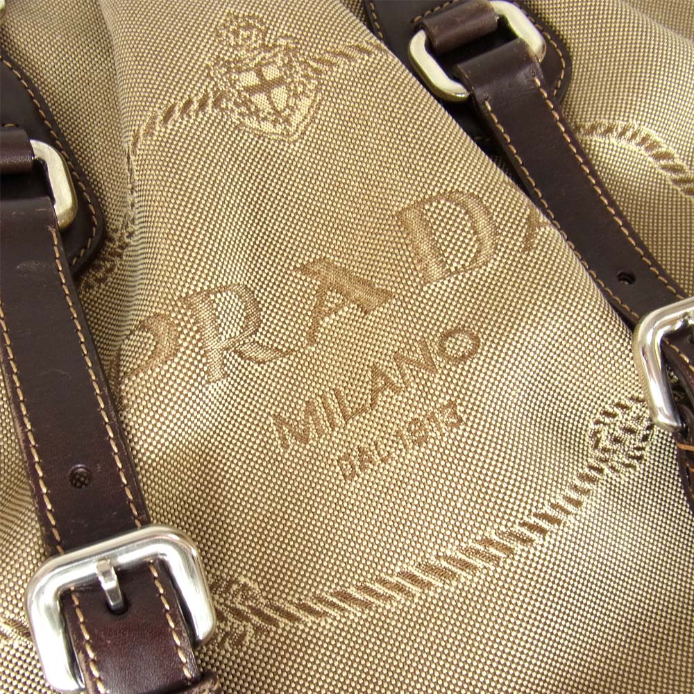 PRADA プラダ LOGO JACQUARD ロゴ ジャカード ショルダーバッグ ブラウン系【中古】