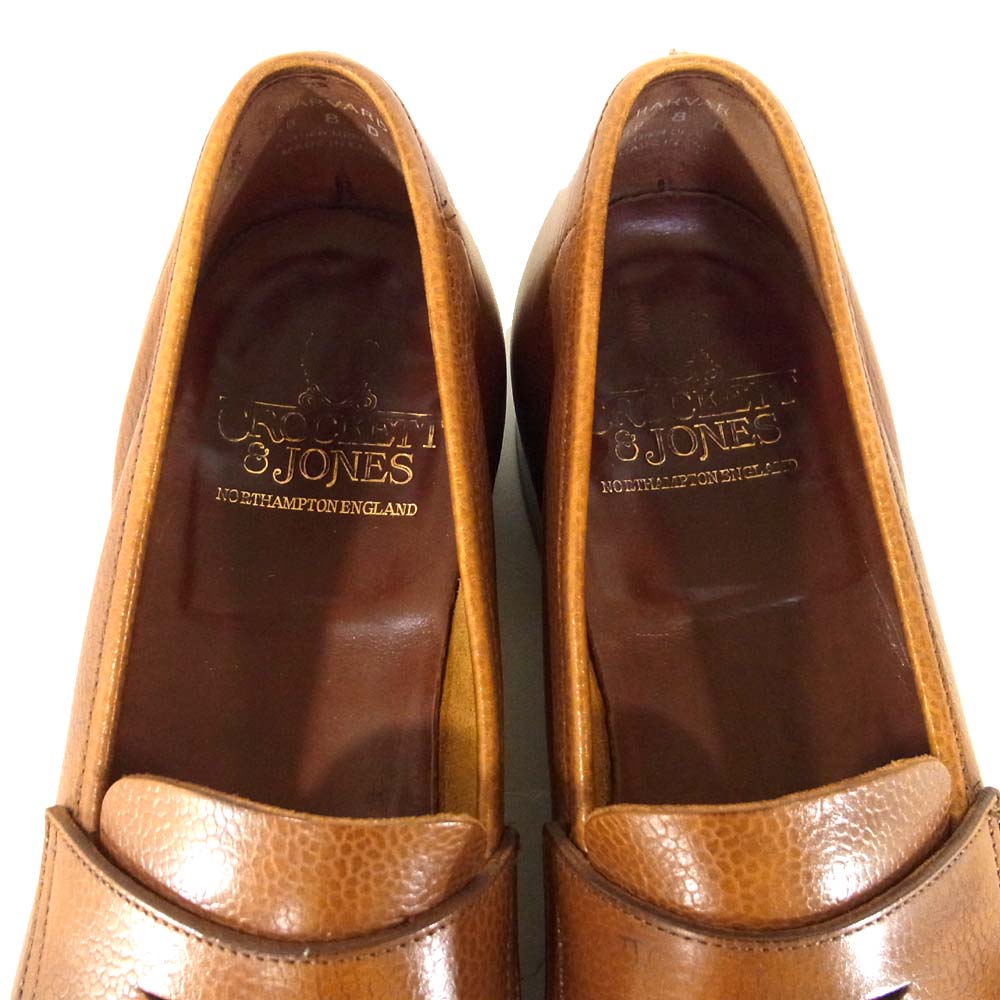 CROCKETT&JONES クロケットアンドジョーンズ HARVARD ハーバード レザー コインローファー ブラウン系 8D【中古】