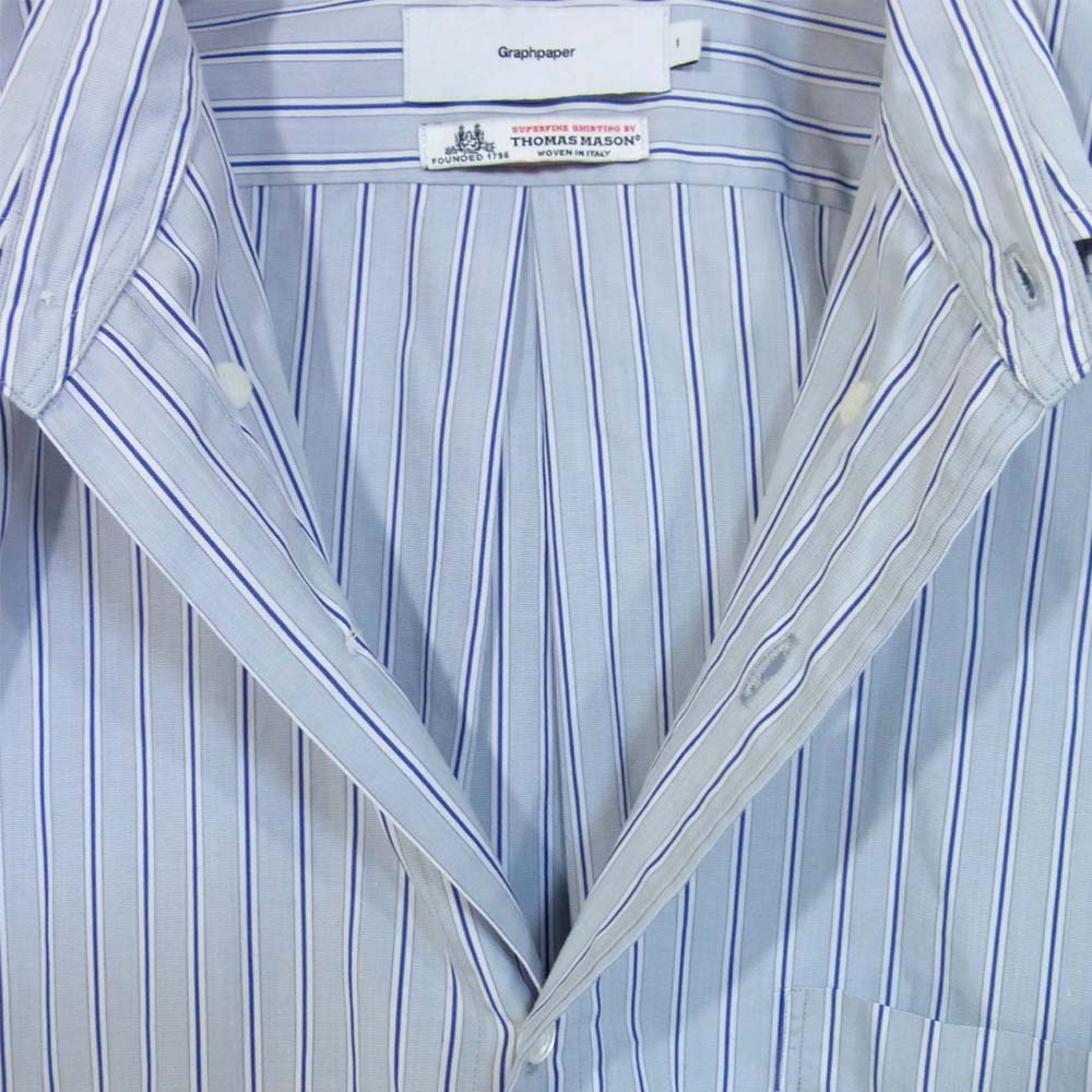 GRAPHPAPER グラフペーパー 18AW GM183-50079B × トーマスメイソン Thomas Mason L/S B.D Shirt グレー×ブルー系 1【中古】