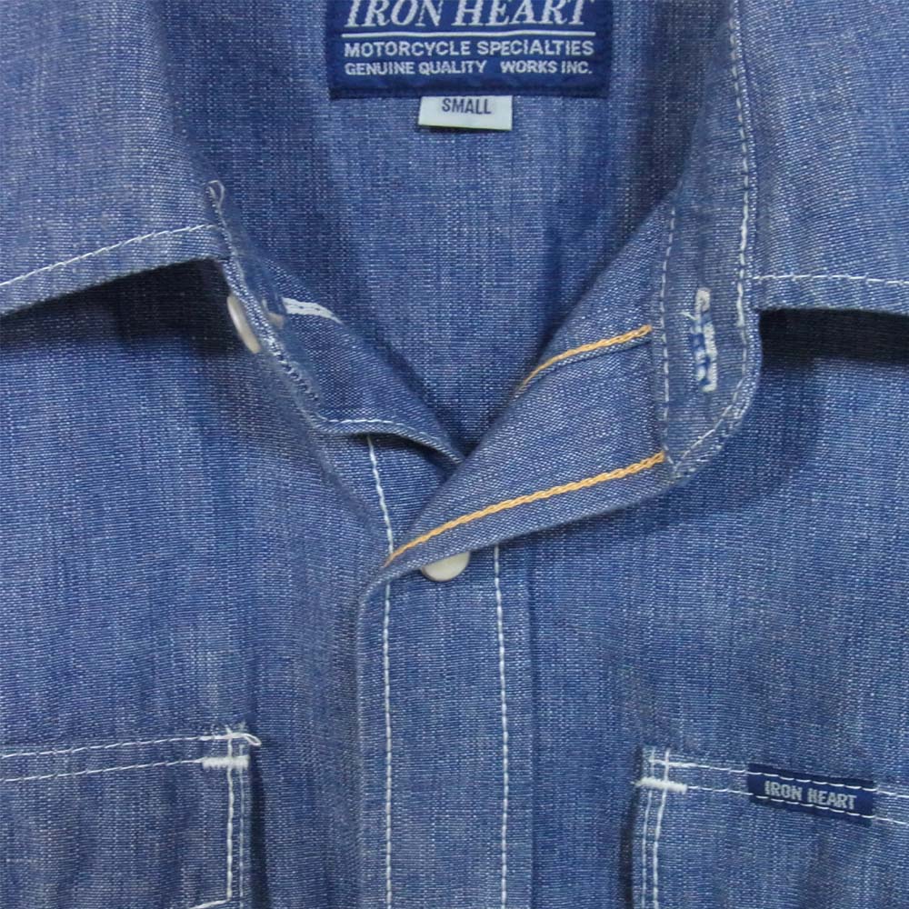 IRON HEART アイアンハート ヘビーシャンブレー ウエスタン シャツ インディゴブルー系 S【美品】【中古】