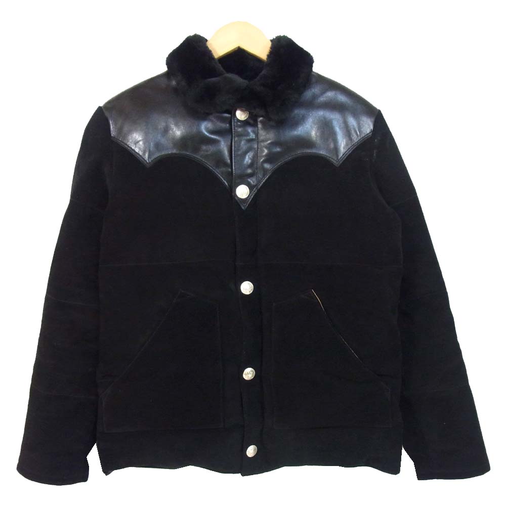 INDIAN インディアン IM80333 COW SPLIT ALL LEATHER DOWN JACKET レザー ブラック系 38【美品】【中古】