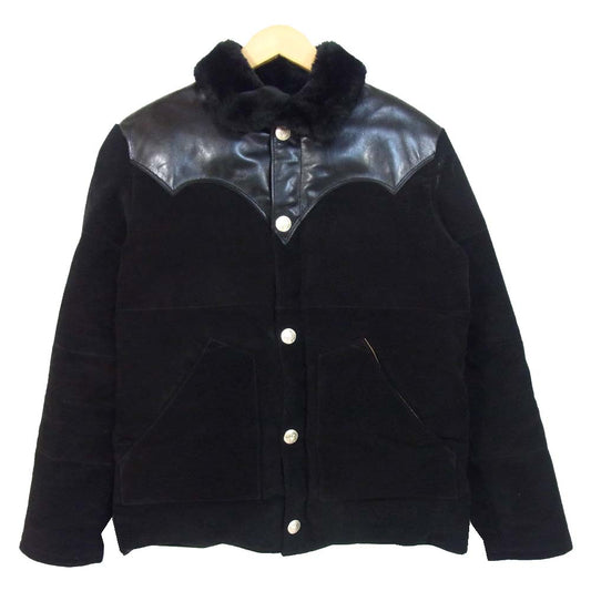 INDIAN インディアン IM80333 COW SPLIT ALL LEATHER DOWN JACKET レザー ブラック系 38【美品】【中古】