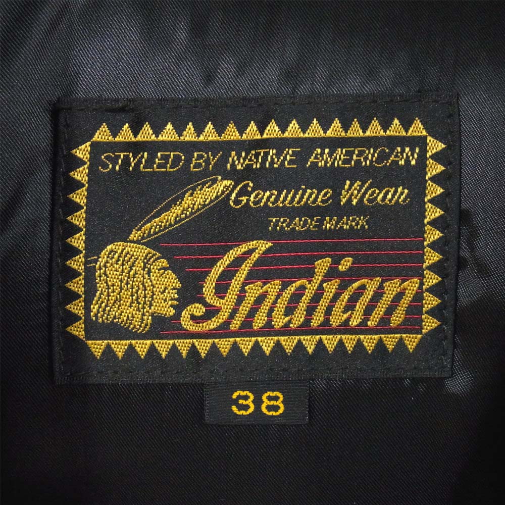 INDIAN インディアン IM80333 COW SPLIT ALL LEATHER DOWN JACKET レザー ブラック系 38【美品】【中古】