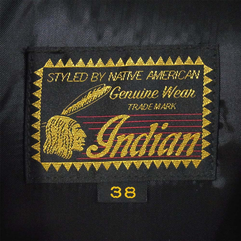 INDIAN インディアン IM80333 COW SPLIT ALL LEATHER DOWN JACKET レザー ブラック系 38【美品】【中古】