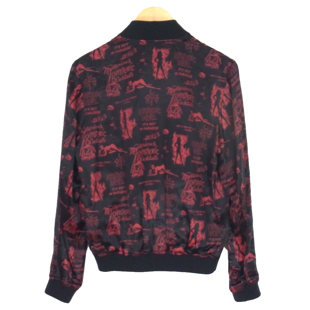HYSTERIC GLAMOUR ヒステリックグラマー 02181AB02 DEVILS COCKTAIL デビルズ カクテル 総柄 レーヨン ジップアップ ジャケット ブラック系 S【美品】【中古】