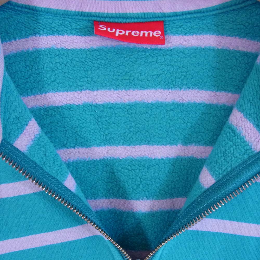 Supreme シュプリーム 16AW STRIPED HALF ZIP SWEAT ボーダー柄ハーフジップスウェット 緑×グレー L【中古】