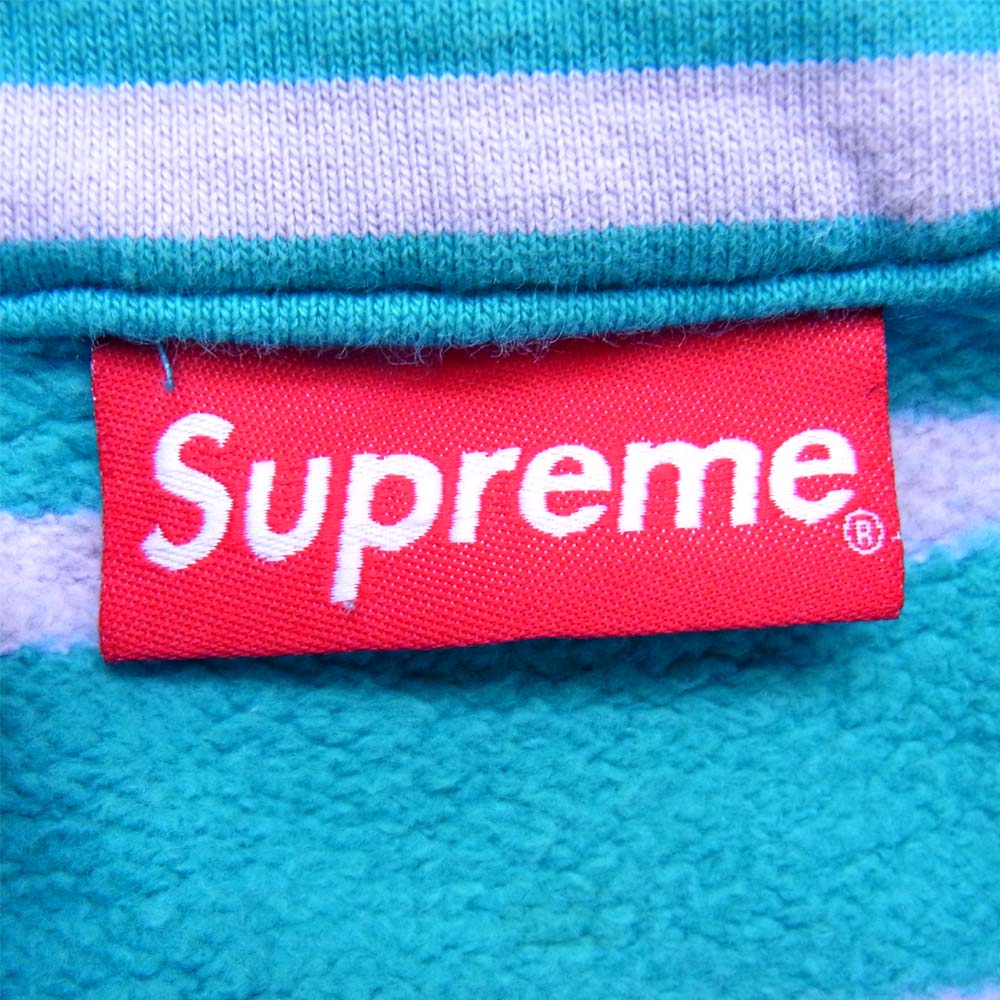 Supreme シュプリーム 16AW STRIPED HALF ZIP SWEAT ボーダー柄ハーフジップスウェット 緑×グレー L【中古】