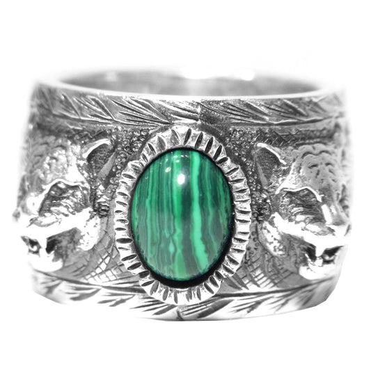 GUCCI グッチ ガーデンリング キャットヘッド 石付き シルバー系 実寸17号程度【中古】