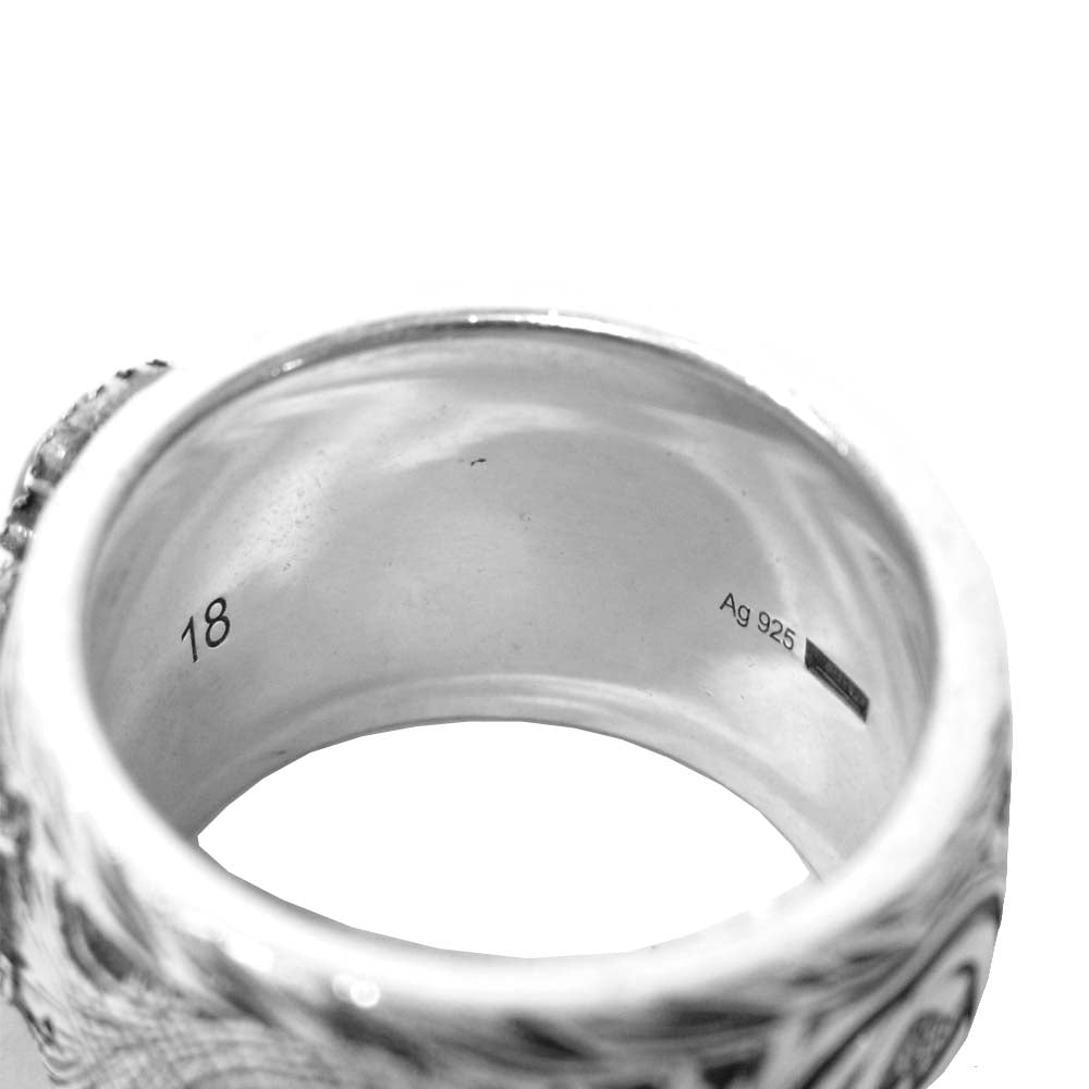 GUCCI グッチ ガーデンリング キャットヘッド 石付き シルバー系 実寸17号程度【中古】