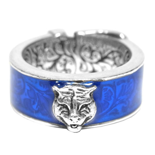 GUCCI グッチ  ガーデンリング キャットヘッド  シルバー系 ブルー系 実寸15号【中古】