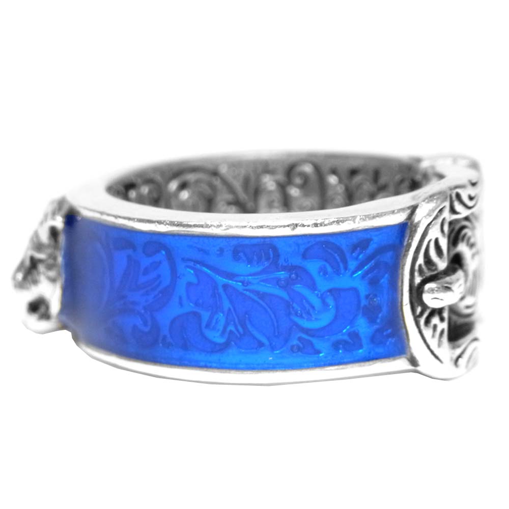 GUCCI グッチ  ガーデンリング キャットヘッド  シルバー系 ブルー系 実寸15号【中古】