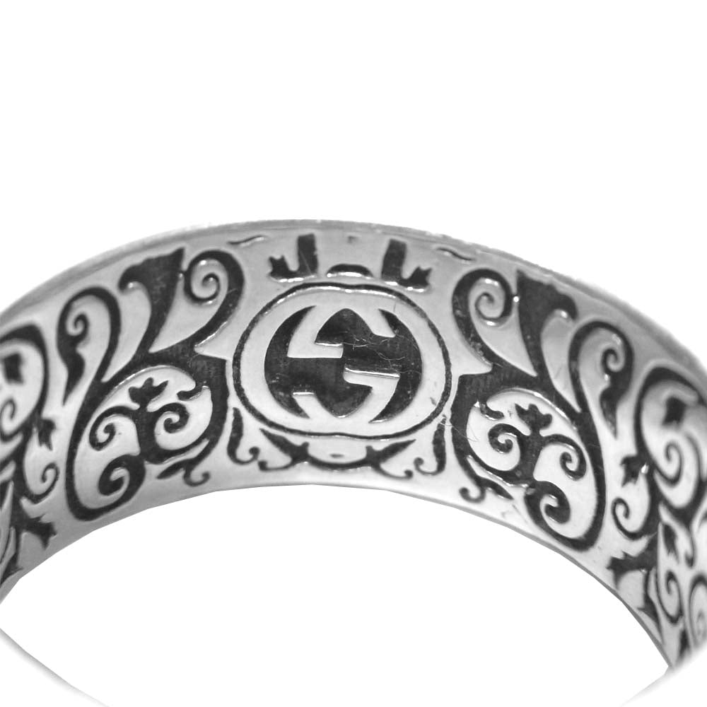 GUCCI グッチ  ガーデンリング キャットヘッド  シルバー系 ブルー系 実寸15号【中古】