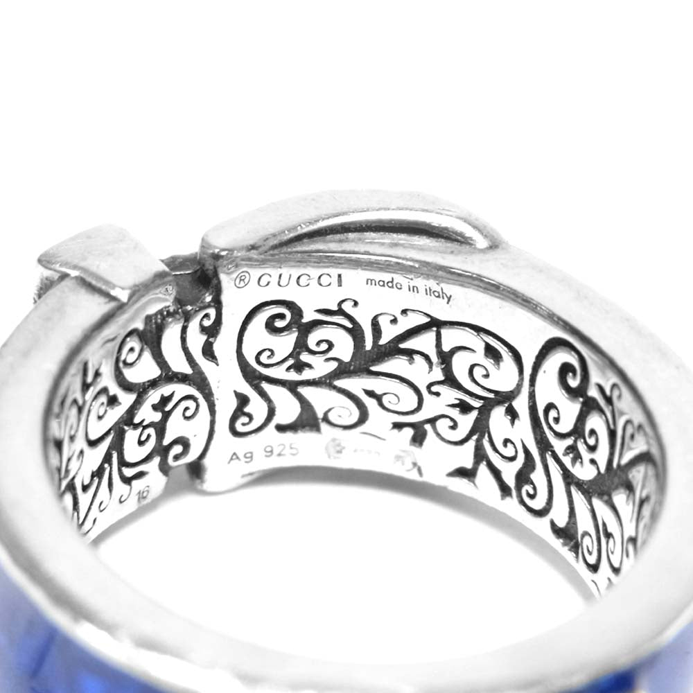 GUCCI グッチ  ガーデンリング キャットヘッド  シルバー系 ブルー系 実寸15号【中古】