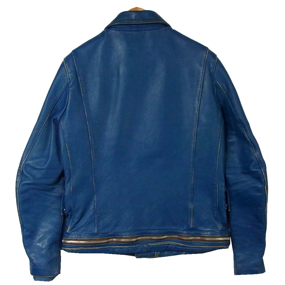 UNDERCOVER アンダーカバー M9204 14SS distressed effect Bikers Blouson 擦れ加工 ワンスター レザー ライダース ジャケット ブルー系 2【中古】