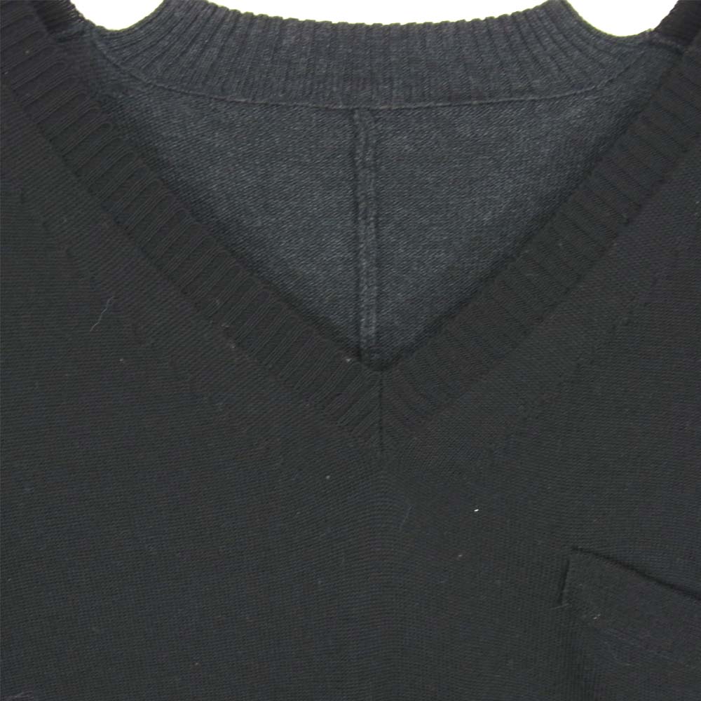 Sacai サカイ 13-0190 Vネック ウール レース ニット セーター ワンピース ブラック系【中古】