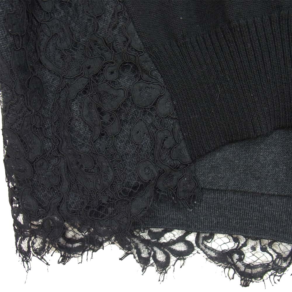 Sacai サカイ 13-0190 Vネック ウール レース ニット セーター ワンピース ブラック系【中古】