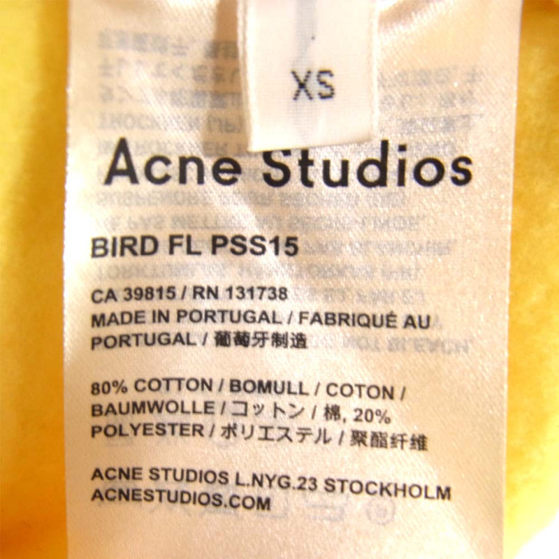ACNE STUDIOS アクネストゥディオズ BIRD FL PSS15 サイドジップ モックネック 裏起毛 スウェット イエロー系 XS【美品】【中古】