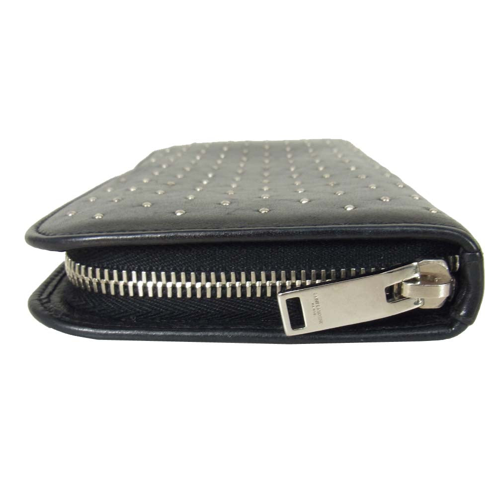 SAINT LAURENT サンローラン EPPY401213A 362760 BOOA2 YSL PFD SAINT L BOX C/MICRO STUDS スタッズ レザー ラウンドジップ 財布 ブラック系【中古】