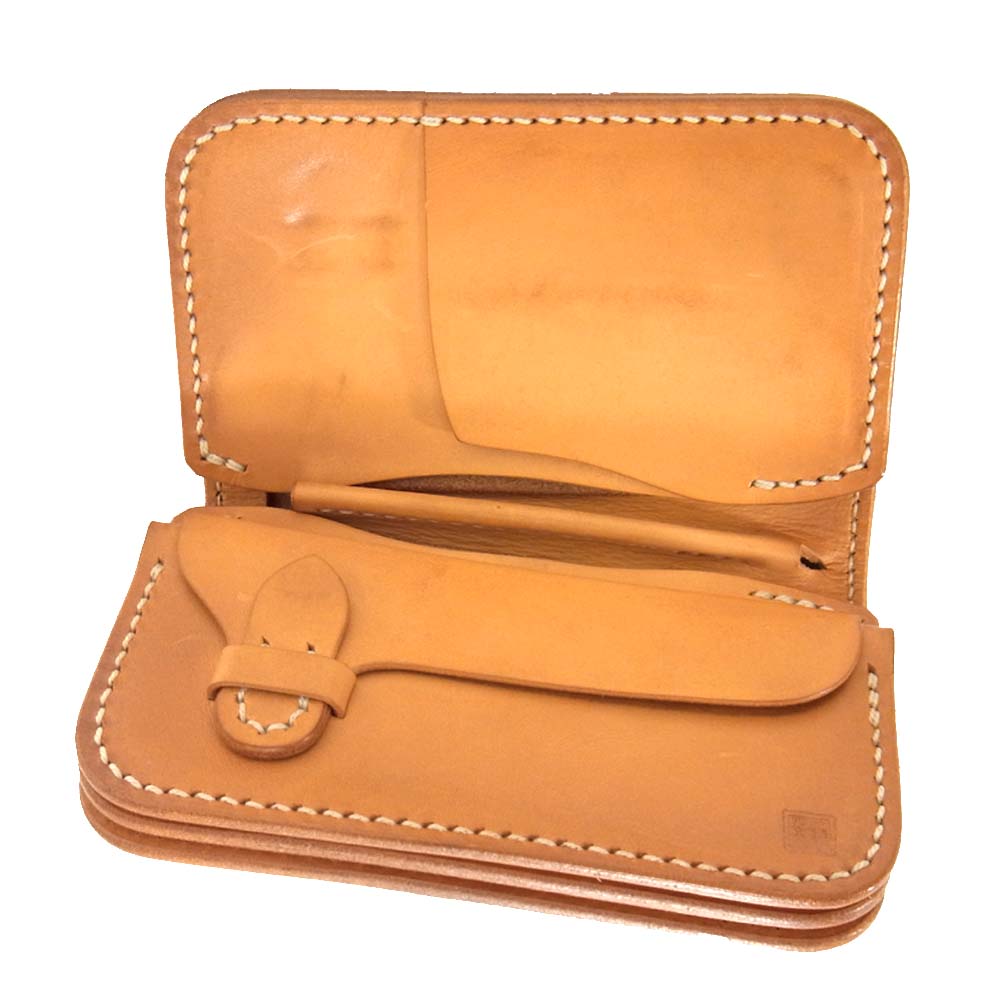 クロウ 黒羽  レザー  ミドル ウォレット  ブラウン系【中古】