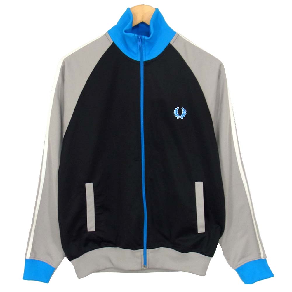 FRED PERRY フレッドペリー J6219 TWIN TAPE TRACK ロゴ刺? ツインタイプ トラック ジャケット ブラック系 S【中古】