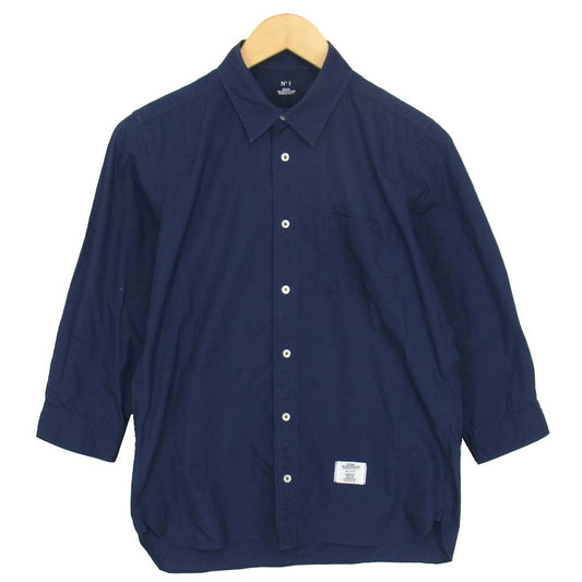 ベドウィン レギュラーカラー 七分丈 コットン シャツ ネイビー系 1【中古】