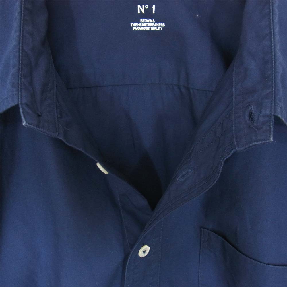 ベドウィン レギュラーカラー 七分丈 コットン シャツ ネイビー系 1【中古】