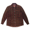CHROME HEARTS クロムハーツ（原本無） CHクロスボール ボタン レザー チェック シャツ ダークブラウン系 M【中古】