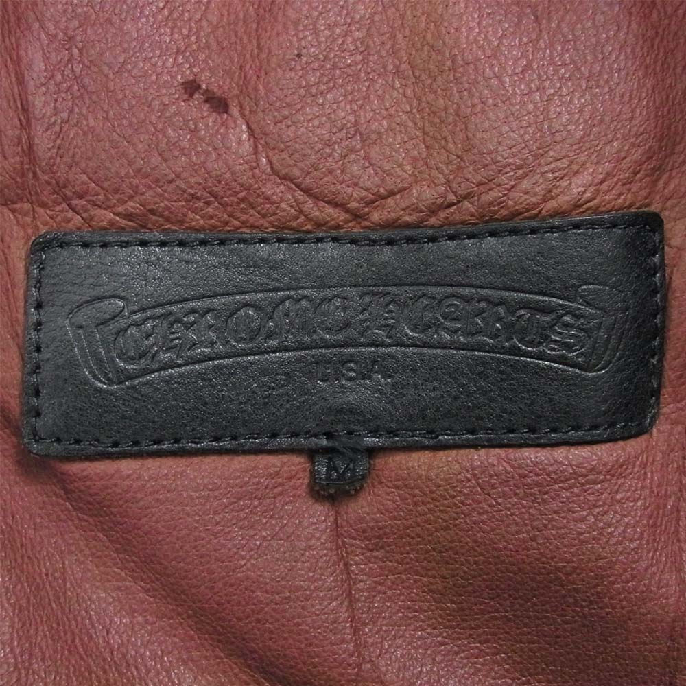 CHROME HEARTS クロムハーツ（原本無） CHクロスボール ボタン レザー チェック シャツ ダークブラウン系 M【中古】