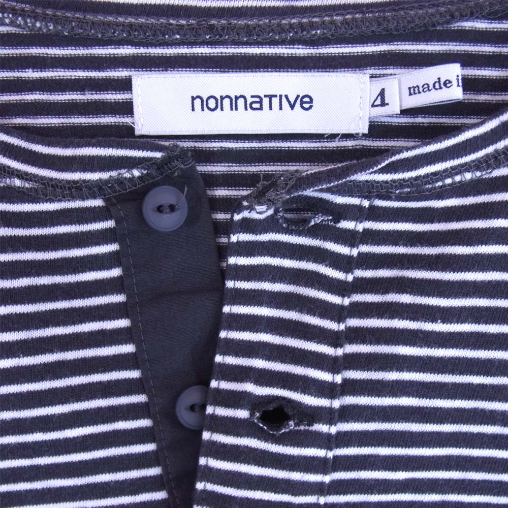nonnative ノンネイティブ 20SS NN-C3731 DWELLER HENLEY NECK S/S TEE ヘンリーネック 半袖 Tシャツ 黒×白 4【中古】