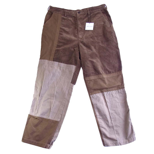 COMME des GARCONS HOMME コムデギャルソンオム 20AW HF-P008 コーデュロ ダック 生地 合わせ 異素材 ボックス型 パンツ ベージュ系 L【美品】【中古】