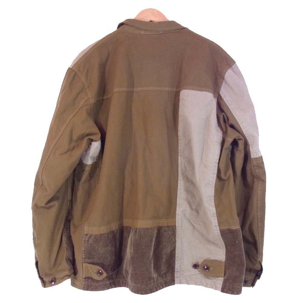 COMME des GARCONS HOMME コムデギャルソンオム 20AW HF-J007 コーデュロ ダック 生地 合わせ 異素材 ボックス型 3B テーラード ジャケット ベージュ系 L【美品】【中古】