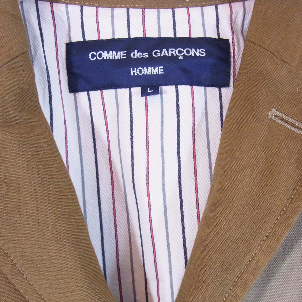 COMME des GARCONS HOMME コムデギャルソンオム 20AW HF-J007 コーデュロ ダック 生地 合わせ 異素材 ボックス型 3B テーラード ジャケット ベージュ系 L【美品】【中古】